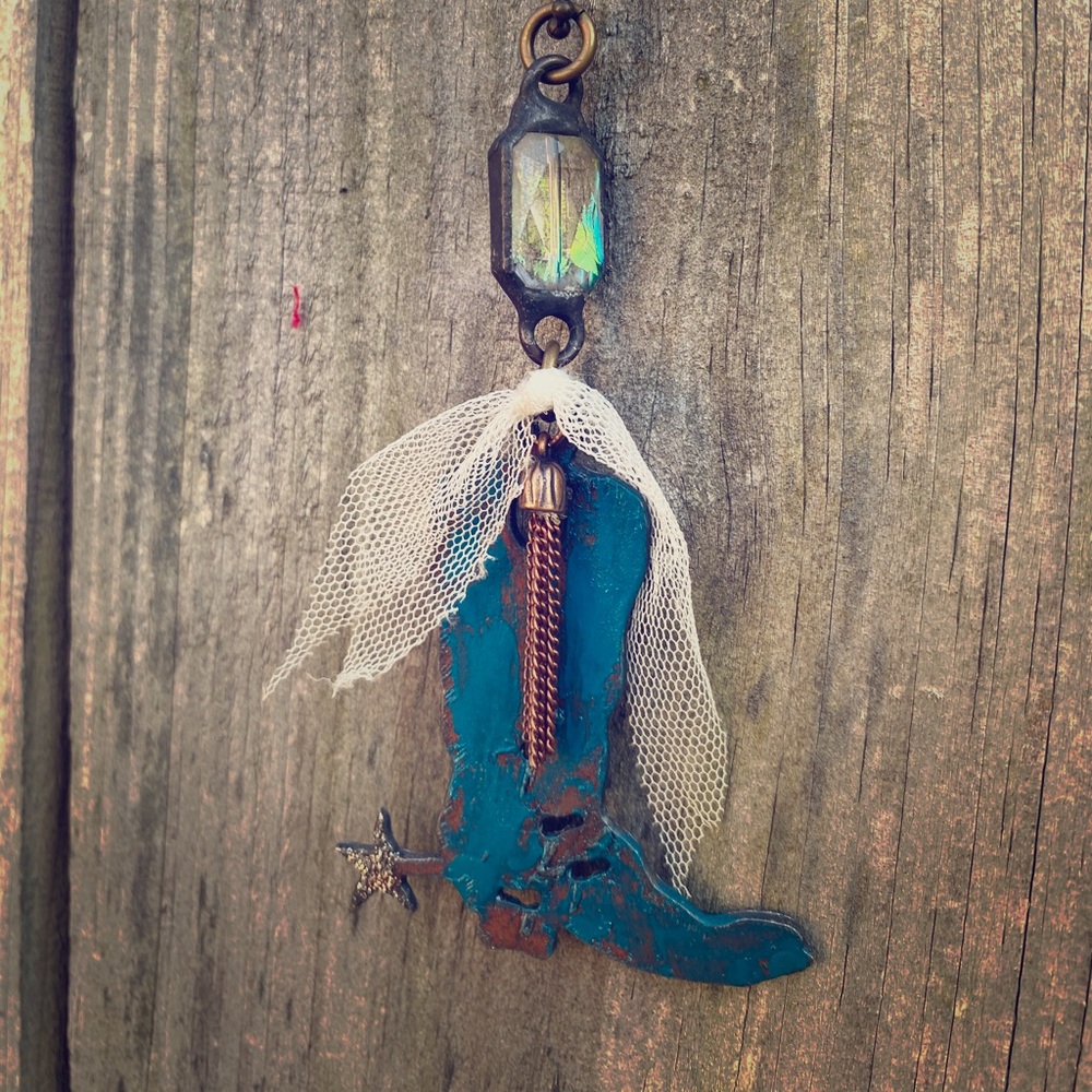 Cowgirl boot necklace